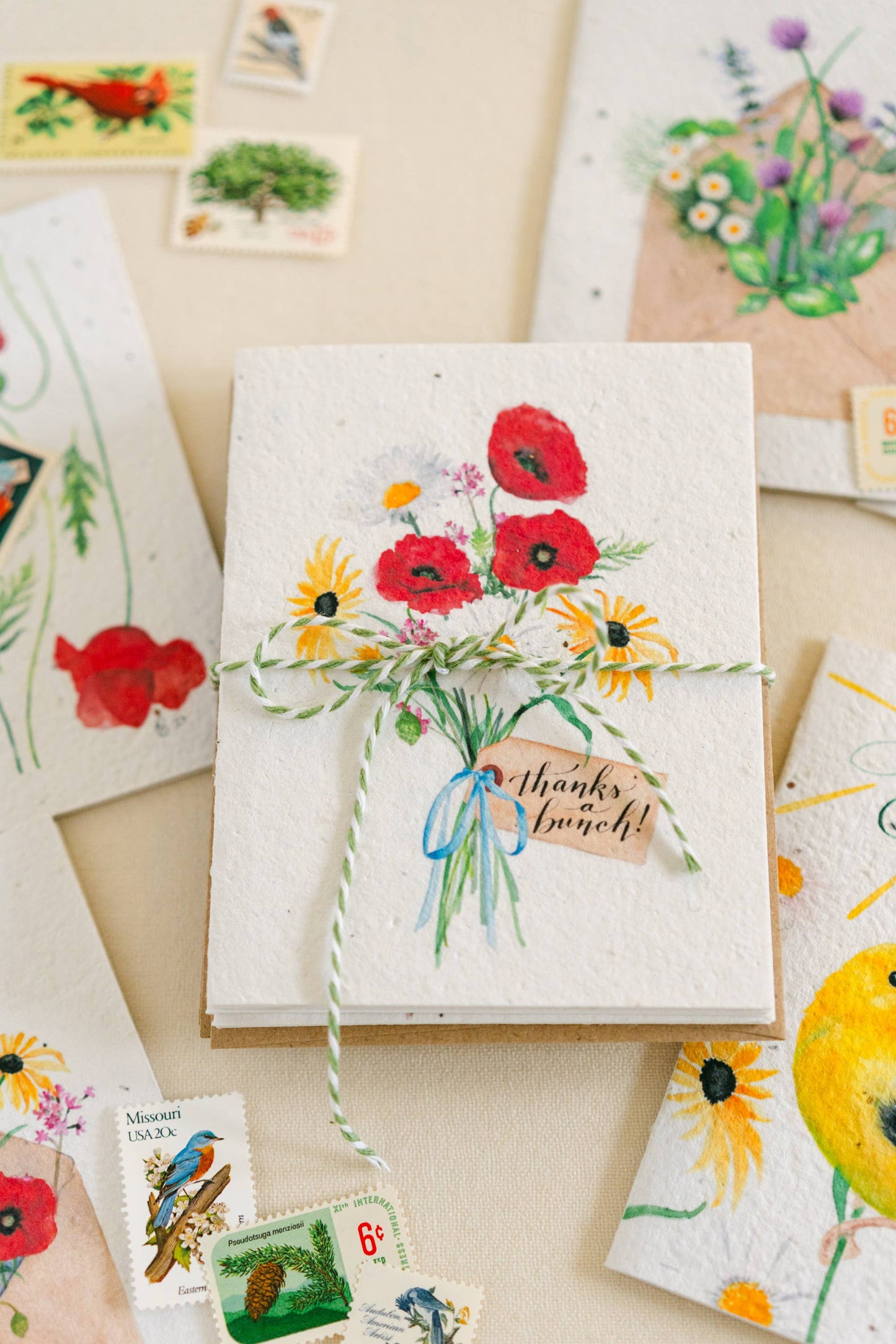 Thanks a Bunch! Wildflower Plantable Seed Card: Compostable Cello Sleeves, White