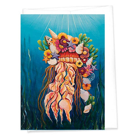 Jellyfish, shells & flowers everyday Card (5x7 / A7): Everyday