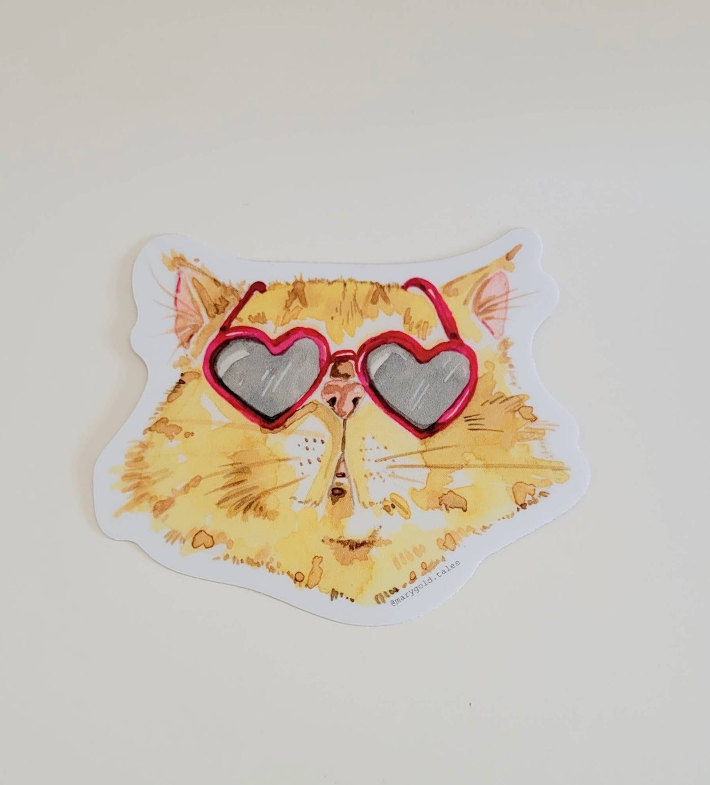 Orange Cat in Heart Shaped Glasses sticker