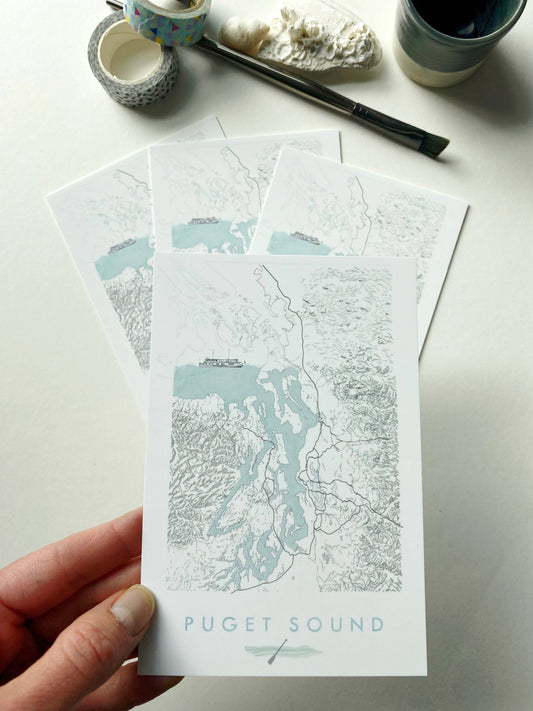 Puget Sound Washington Map - Standard Postcard