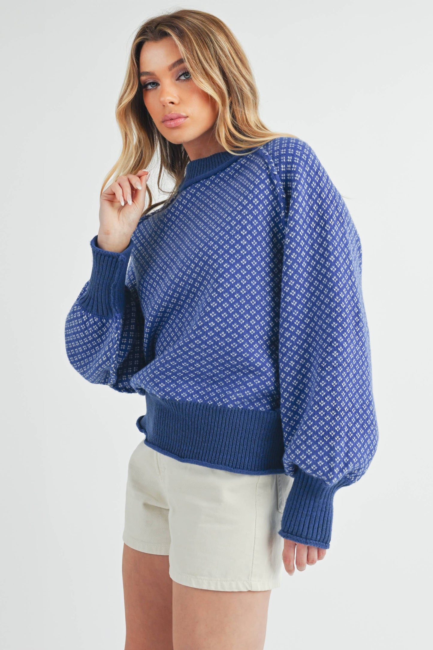 3163EK Echo Sweater : Blue, Contemporary, M