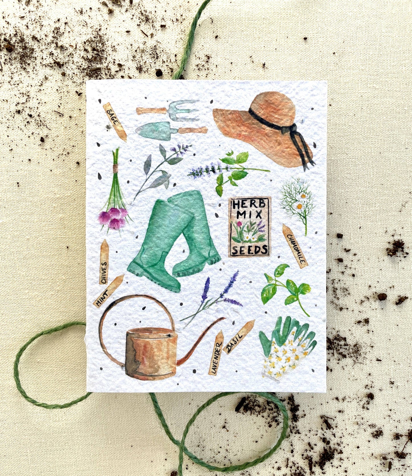 Gardening Greetings Plantable Wellness Mix Seed Card: Compostable Cello Sleeves, White