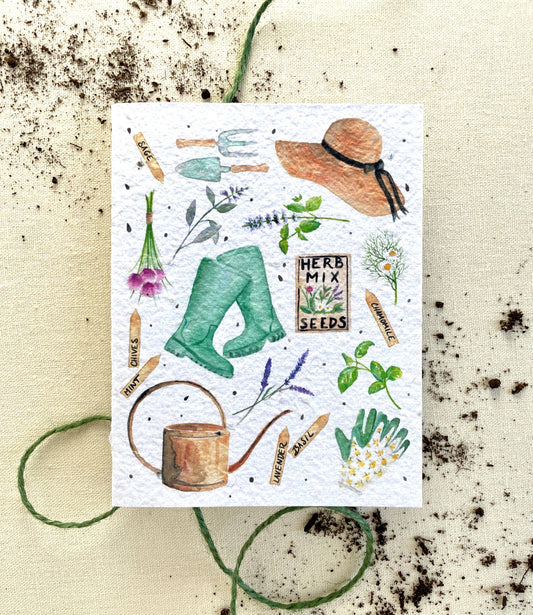 Gardening Greetings Plantable Wellness Mix Seed Card: Compostable Cello Sleeves, White