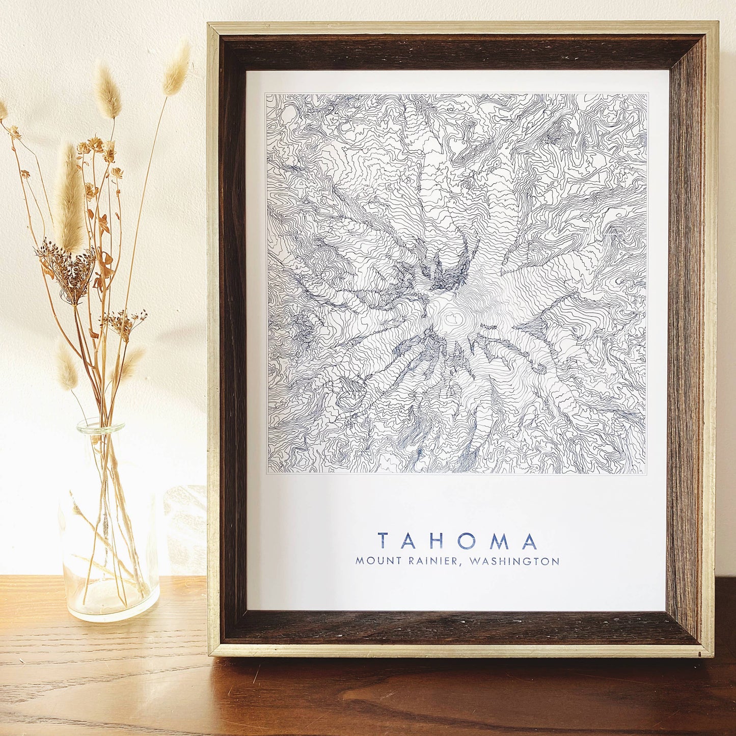 Mount Rainier TAHOMA Topo Lines Map ART PRINT: 11 x 14, MOUNT RAINIER