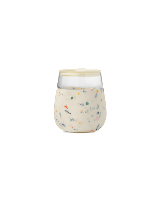 Wine & Drink Glass Cup with Silicone Wrap - Terrazzo: Terrazzo Cream