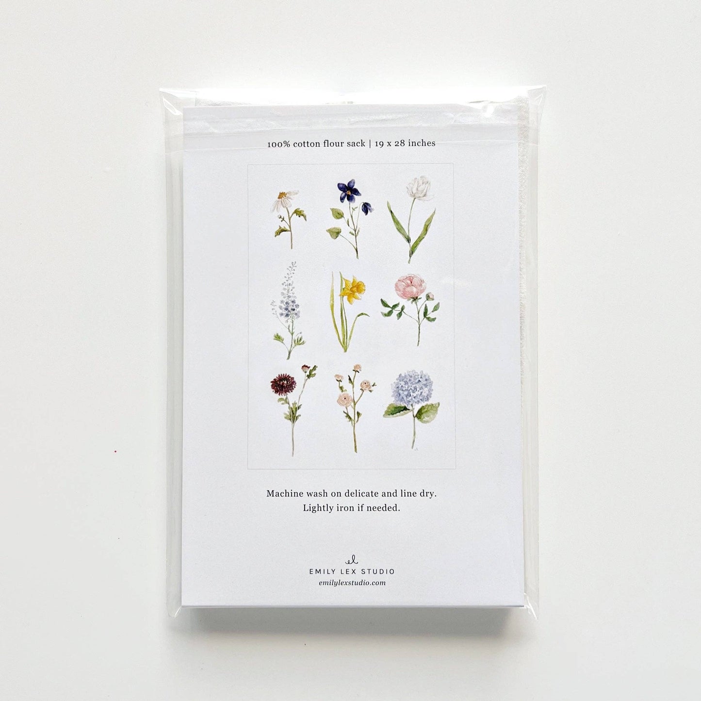 Garden flowers tea towel