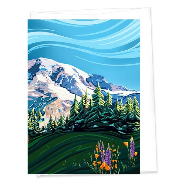 Mount Rainier and Wildflowers Greeting Card (5x7/A7)