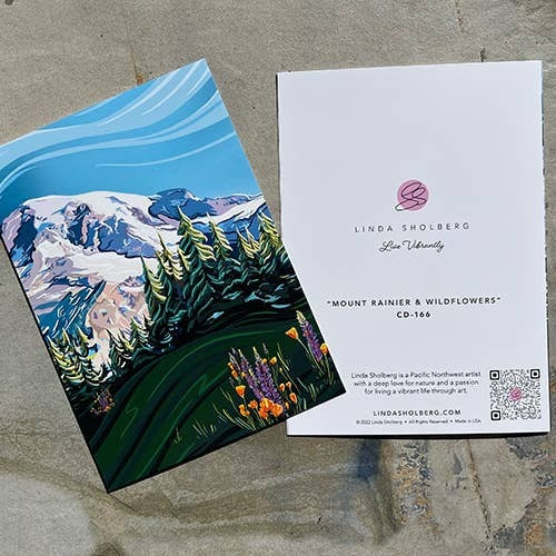 Mount Rainier and Wildflowers Greeting Card (5x7/A7)