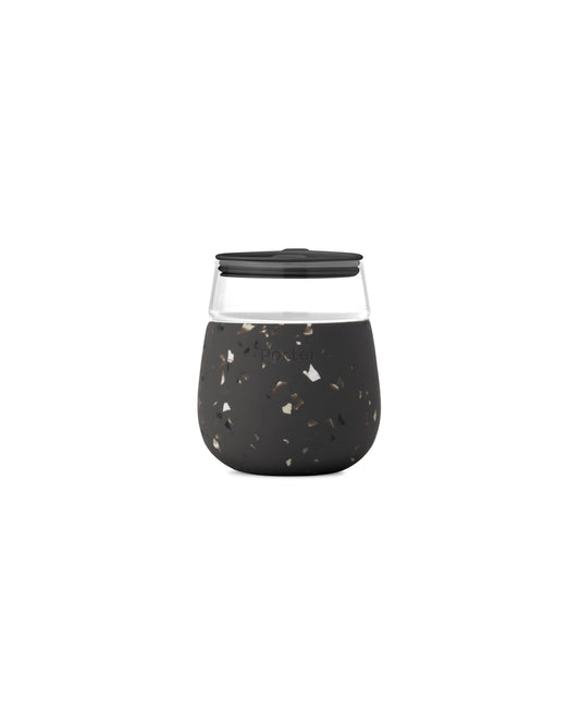 Wine Glass Cup with Silicone Wrap 15 oz: Terrazzo Charcoal