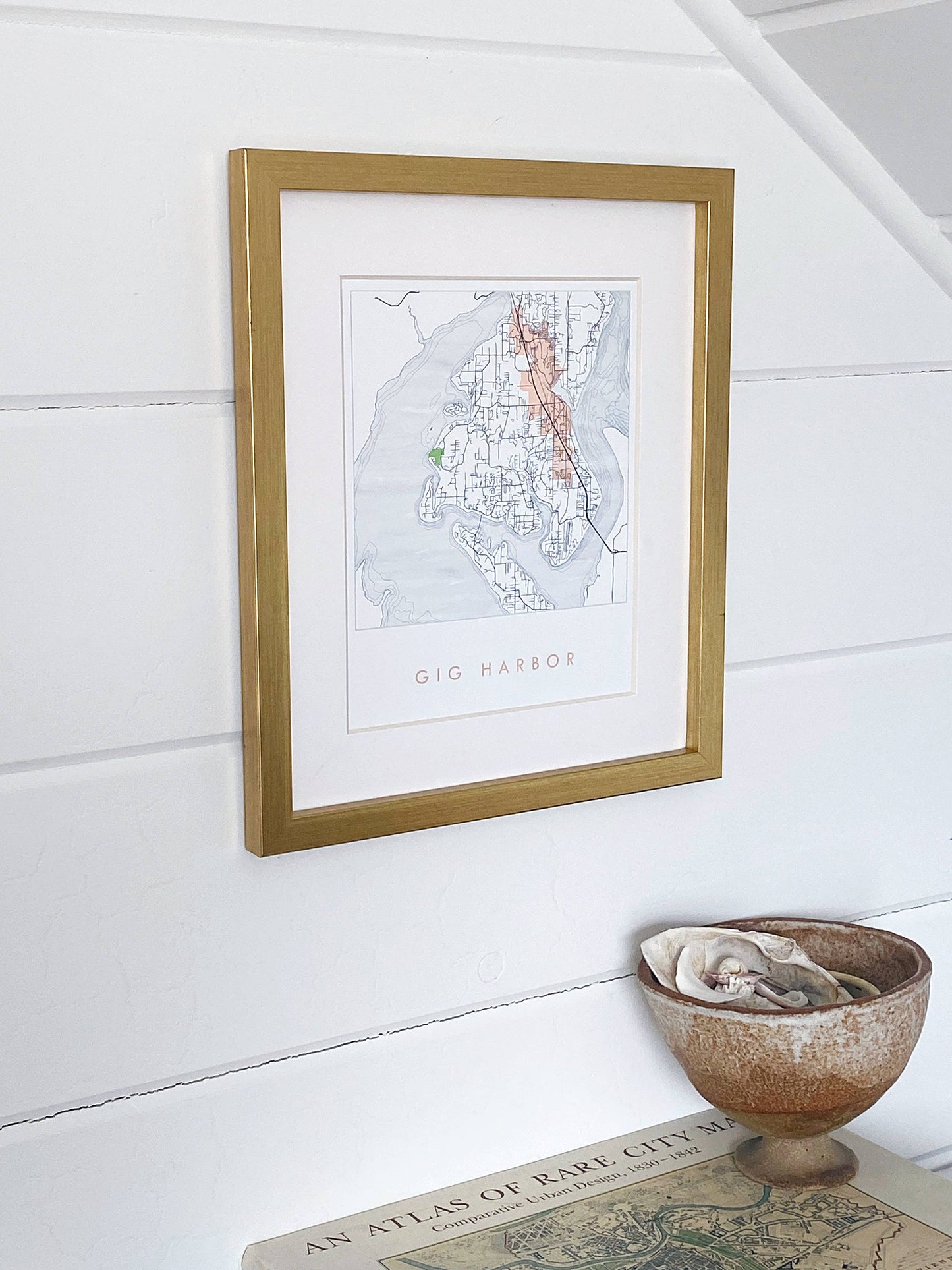 Gig Harbor Washington Map Drawing ART PRINT: 8 x 10