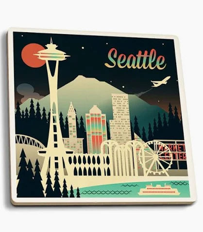 Seattle Skyline Retro Coaster
