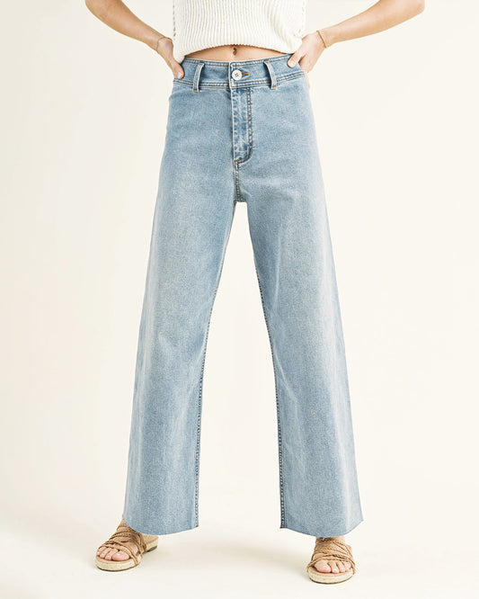 High Rise Wide Leg Denim Pants